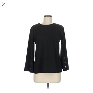 Ann Taylor Black Blouse with Button Accents